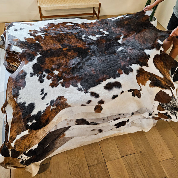 Tricolor Cowhide Rug Size 6'10" L x 6'4" W 8626