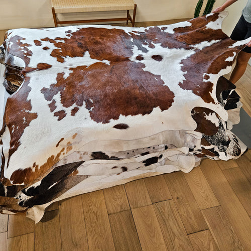 Tricolor Cowhide Rug Size 7'10" L x 7'1" W 8628