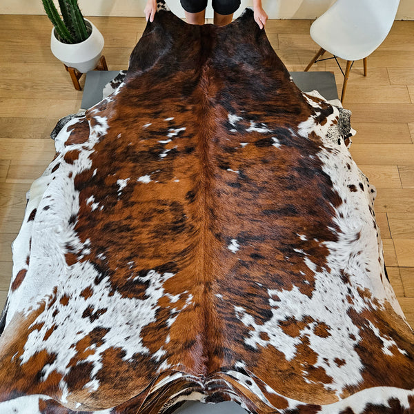 Tricolor Cowhide Rug Size 7'4" L x 6'5" W 8630