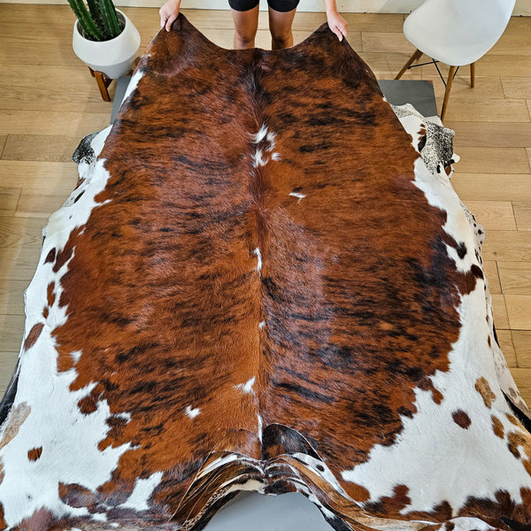 Tricolor Cowhide Rug Size 7'1" L x 6'11" W 8631