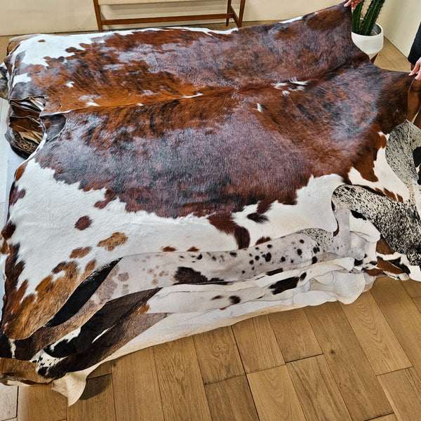 Tricolor Cowhide Rug Size 7'1" L x 6'11" W 8631