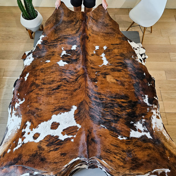 Tricolor Cowhide Rug Size 6'3" L x 7'3" W 8635