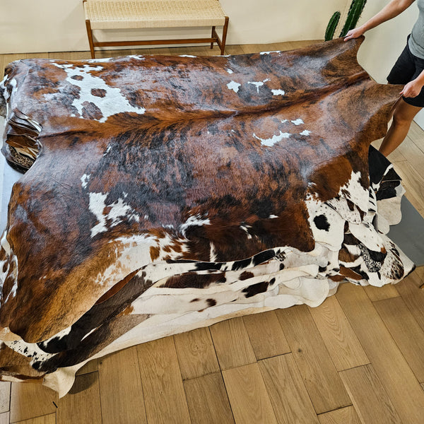 Tricolor Cowhide Rug Size 6'3" L x 7'3" W 8635