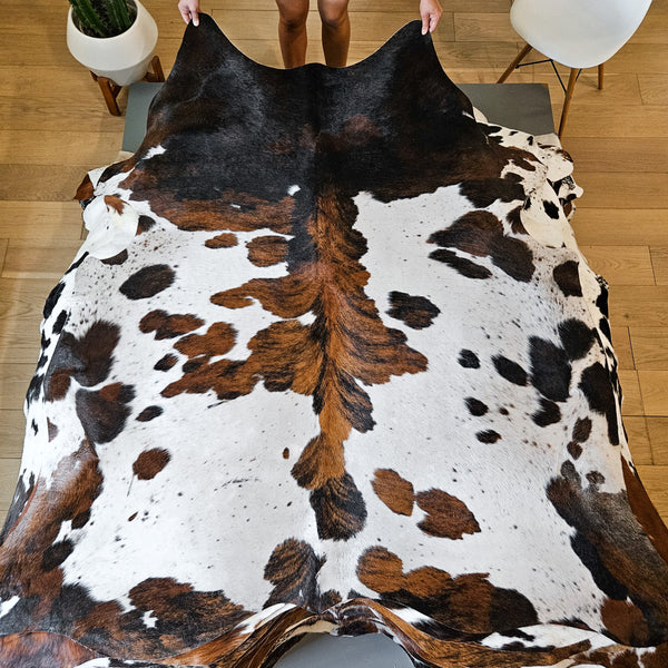 Tricolor Cowhide Rug Size 6'10" L x 6'7" W 8636