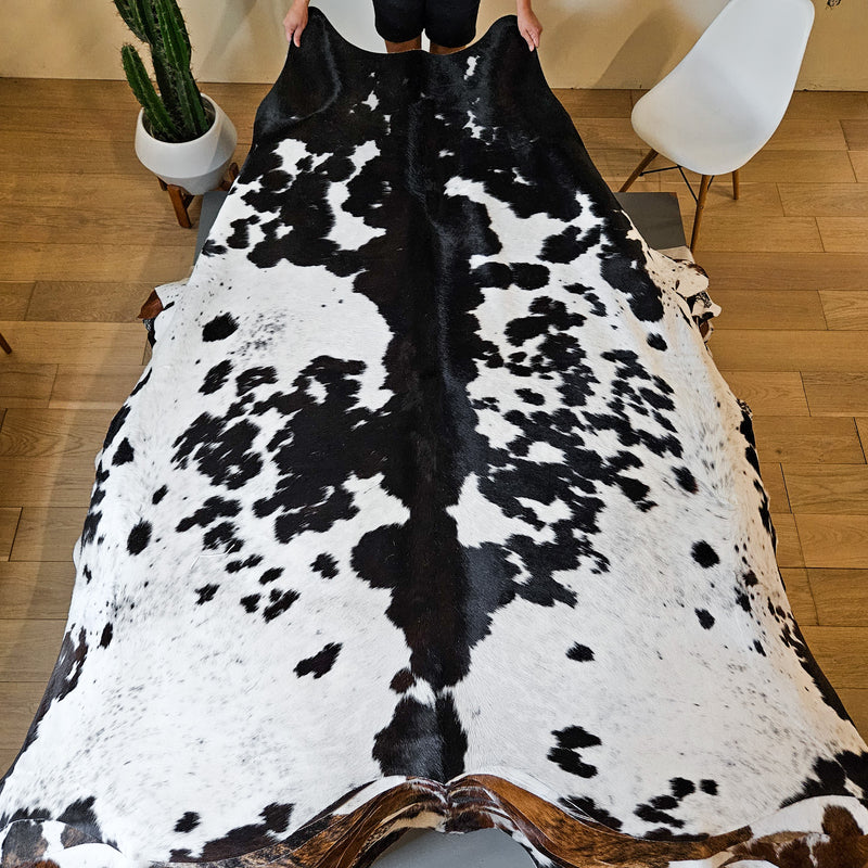 Black and White Cowhide Rug Size 8'3" L x 7'11" W 8639