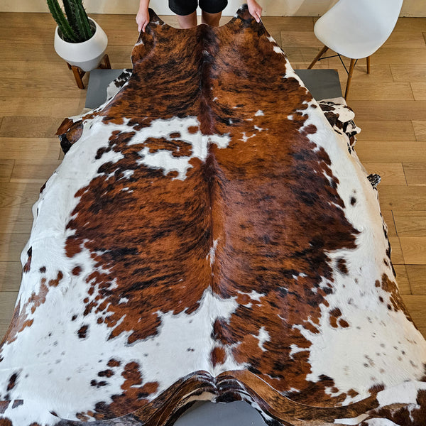 Tricolor Cowhide Rug Size 7'10" L x 7'7" W 8642