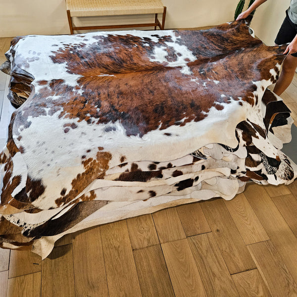 Tricolor Cowhide Rug Size 7'10" L x 7'7" W 8642