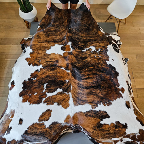 Tricolor Cowhide Rug Size 7'2" L x 6'11" W 8643