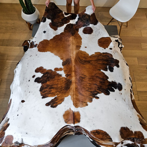 Tricolor Cowhide Rug Size 8'2" L x 7' W 8649