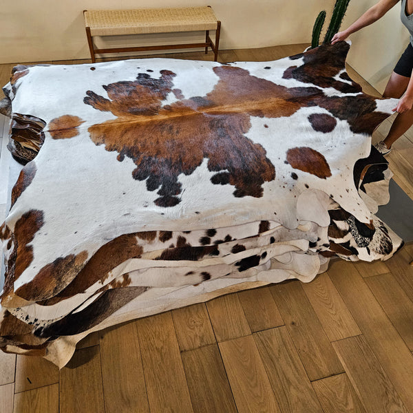 Tricolor Cowhide Rug Size 8'2" L x 7' W 8649