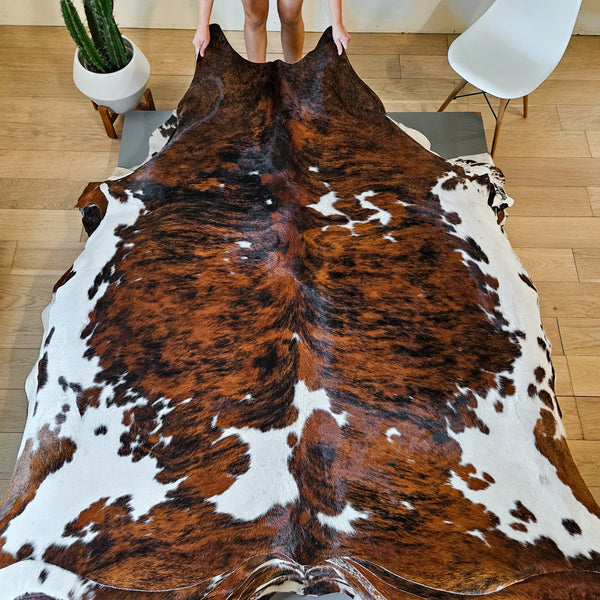 Tricolor Cowhide Rug Size 7'5" L x 7'1" W 8650