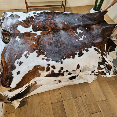 Tricolor Cowhide Rug Size 7'5" L x 7'1" W 8650