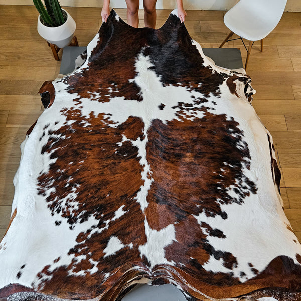 Tricolor Cowhide Rug Size 7'5" L x 6'11" W 8651