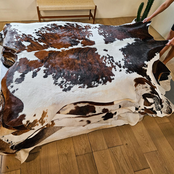 Tricolor Cowhide Rug Size 7'5" L x 6'11" W 8651