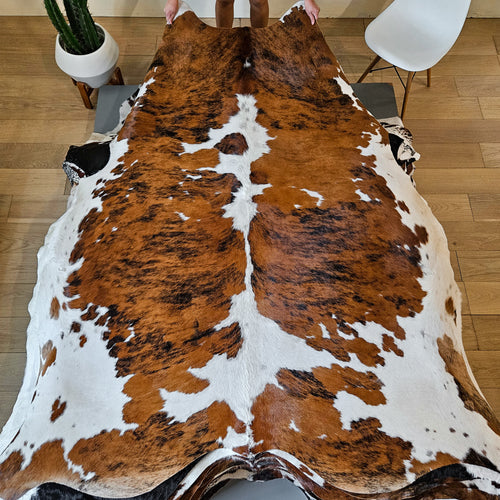 Tricolor Cowhide Rug Size 8' L x 6'8" W 8658