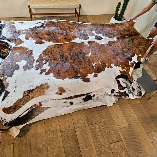 Tricolor Cowhide Rug Size 8' L x 6'8" W 8658