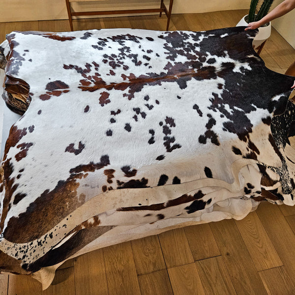 Tricolor Cowhide Rug Size 7'3" L x 6'11" W 8661