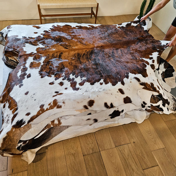 Tricolor Cowhide Rug Size 6'10" L x 6'8" W 8667