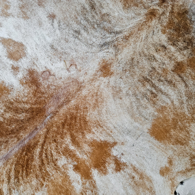 Palomino and White Cowhide Rug Size 6'11" L x 7'3" W 8669