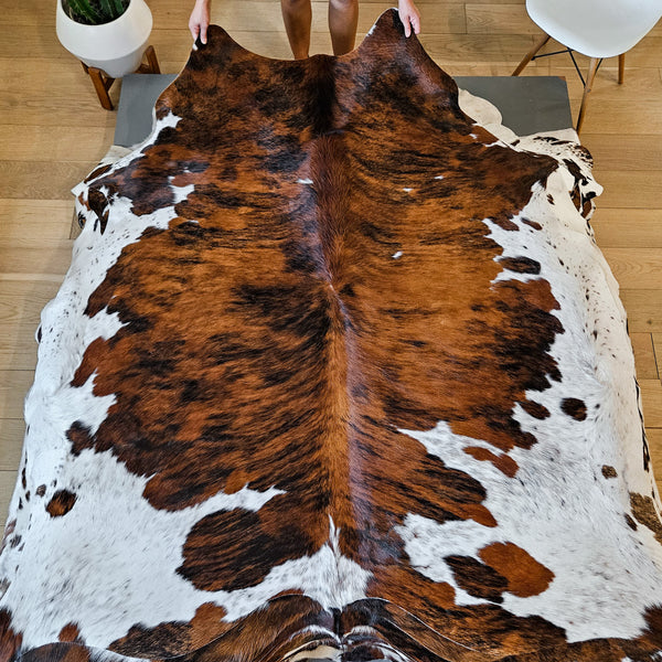 Tricolor Cowhide Rug Size 7'10" L x 6'7" W 8672