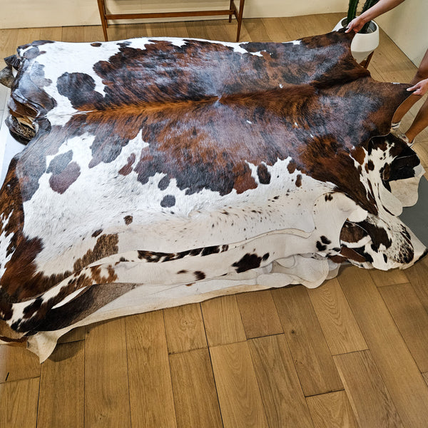 Tricolor Cowhide Rug Size 7'10" L x 6'7" W 8672