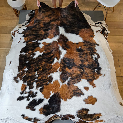 Tricolor Cowhide Rug Size 6'9" L x 6'8" W 8679