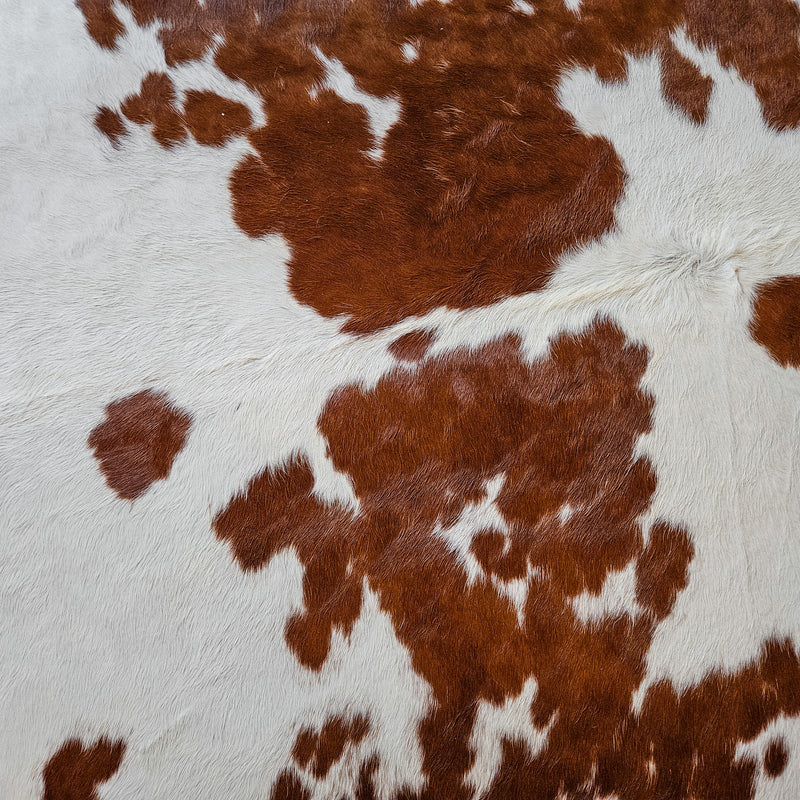 Brown and White Cowhide Rug Size 7'4" L x 8' W 8680