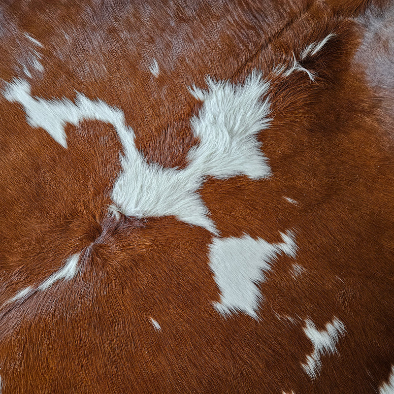 Brown and White Cowhide Rug Size 6'5" L x 6'2" W 8683