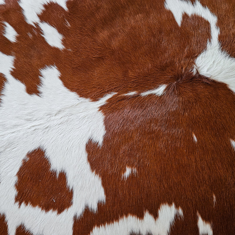 Brown and White Cowhide Rug Size 6'5" L x 6'2" W 8683