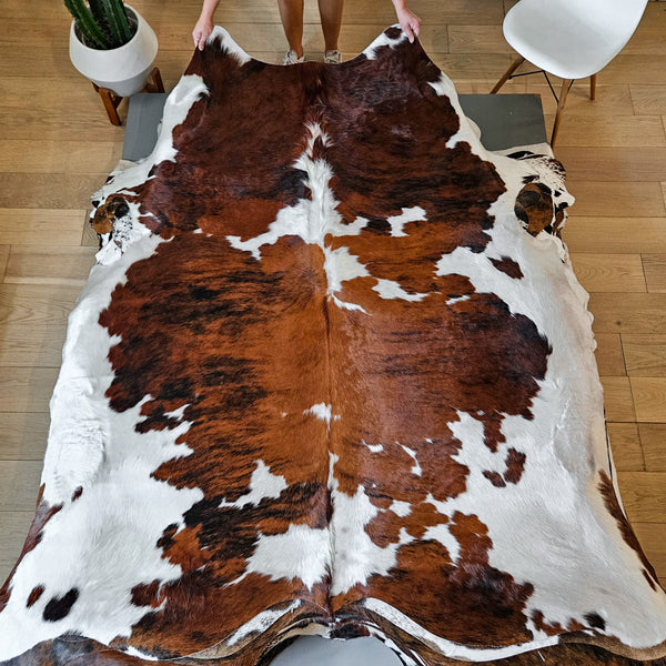 Tricolor Cowhide Rug Size 7'5" L x 6'11" W 8687