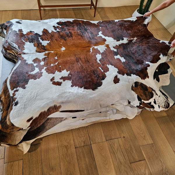 Tricolor Cowhide Rug Size 7'5" L x 6'11" W 8687