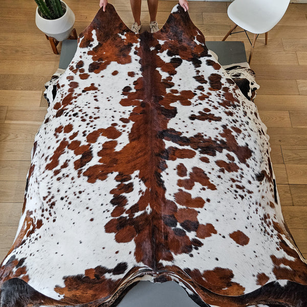 Tricolor Cowhide Rug Size 7'9" L x 6'10" W 8693