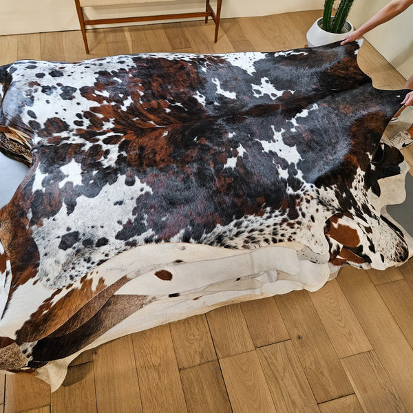 Tricolor Cowhide Rug Size 7'8" L x 5'9" W 8695