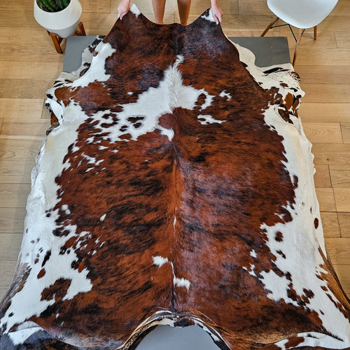 Tricolor Cowhide Rug Size 7'6" L x 6'10" W 8696