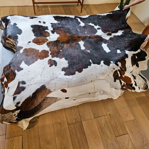 Tricolor Cowhide Rug Size 7'4" L x 6'10" W 8697