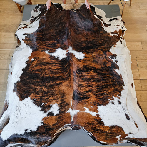 Tricolor Cowhide Rug Size 7' L x 6'2" W 8698