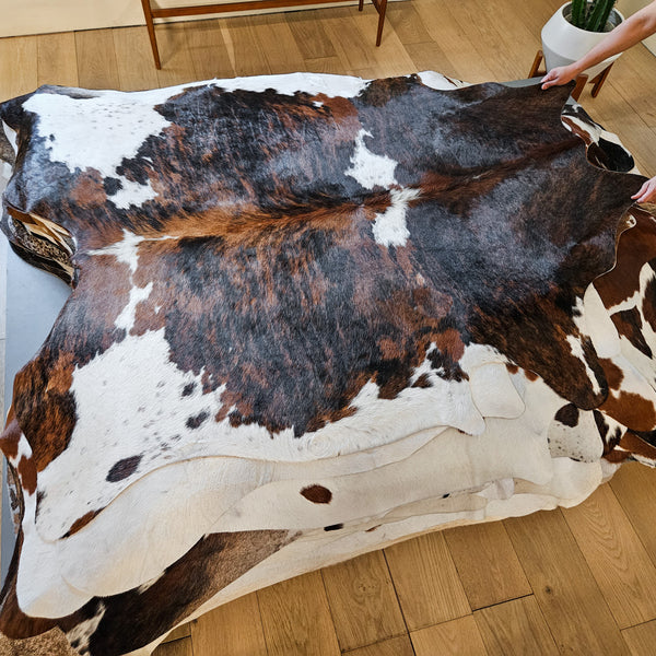 Tricolor Cowhide Rug Size 7' L x 6'2" W 8698