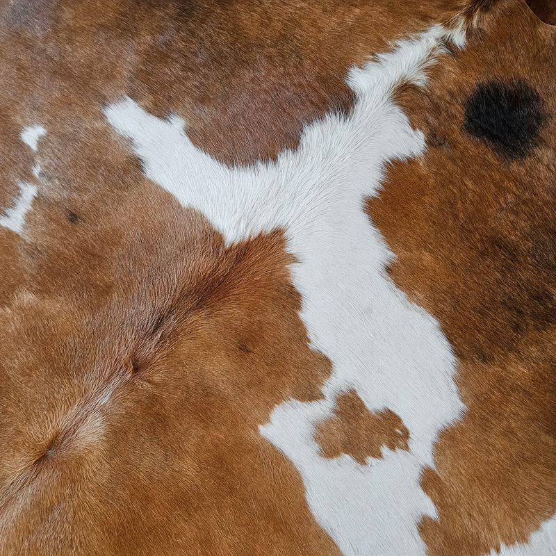 Brown and White Cowhide Rug Size 6'7" L x 6'6" W 8699