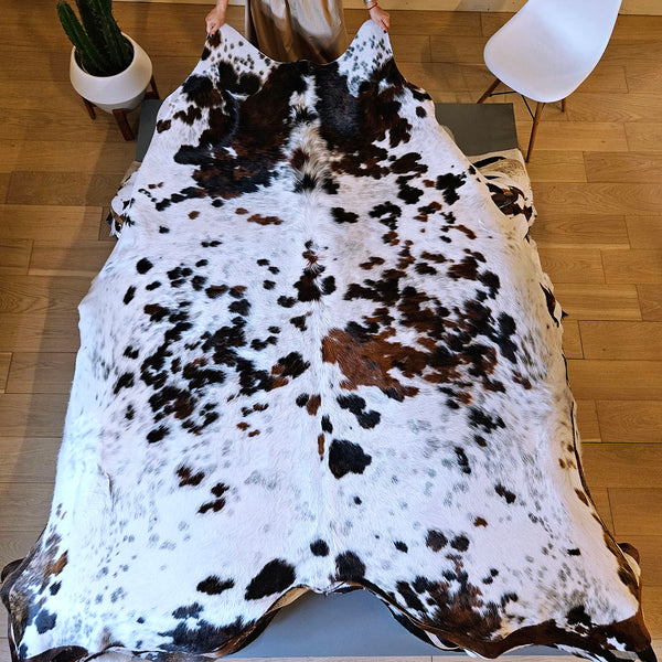 Tricolor Cowhide Rug Size 8' L x 6'9" W 7758