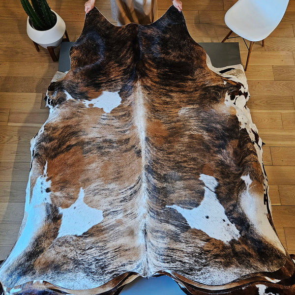 Tricolor Cowhide Rug Size 7'2" L x 6'7" W 7761