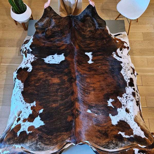 Tricolor Cowhide Rug Size 7'1" L x 6'9" W  7762