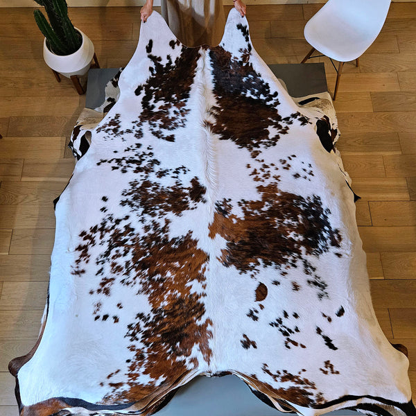 Tricolor Cowhide Rug Size 8'0" L x 7'0" W  7779