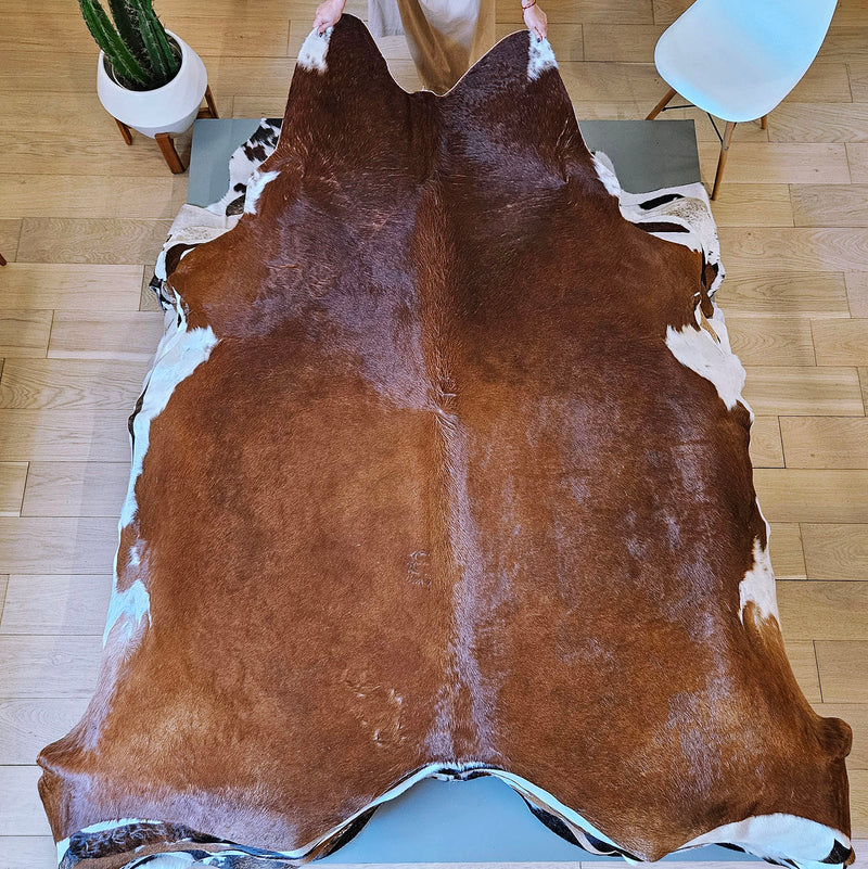 Brazilian Brown Cowhide Rug Size 7'11" L x 8'2" W 7797