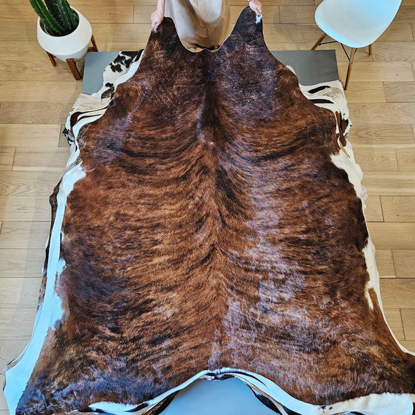 Brazilian Brindle Cowhide Rug Size 7'8" L x 6'8" W 7799