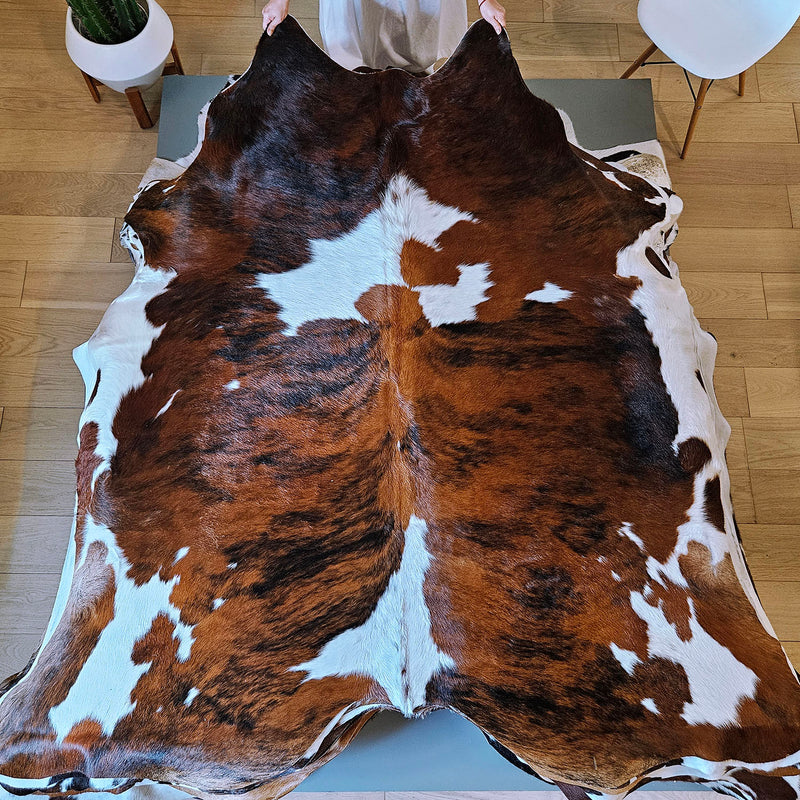 Tricolor Cowhide Rug Size 7'3" L x 7' W 7808