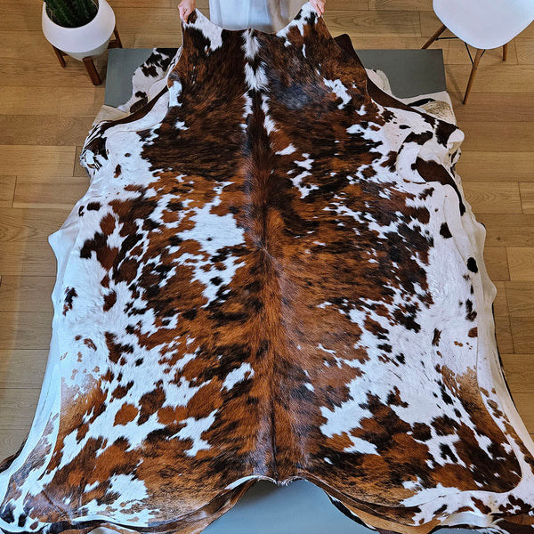 Tricolor Cowhide Rug Size 6'11" L x 6'1" W 7811