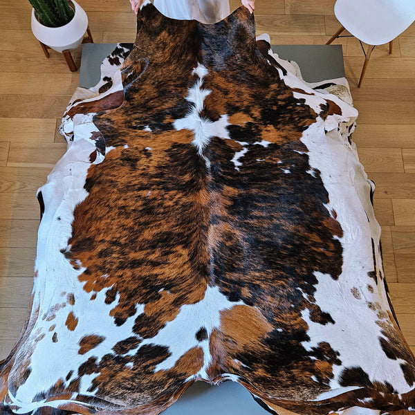 Tricolor Cowhide Rug Size 7'2" L x 6'6" W 7814