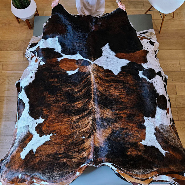 Tricolor Cowhide Rug Size 6'11" L x 6'9" W 7825