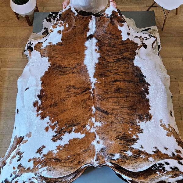 Tricolor Cowhide Rug Size 6'8" L x 6'2" W 7834