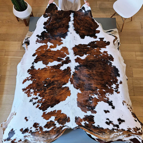 Tricolor Cowhide Rug Size 7'9" L x 7'3" W 7836